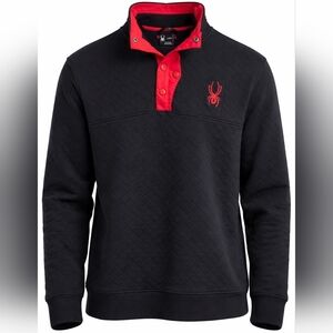 Spyder Men's Quilted Black Sweater with Red Accents